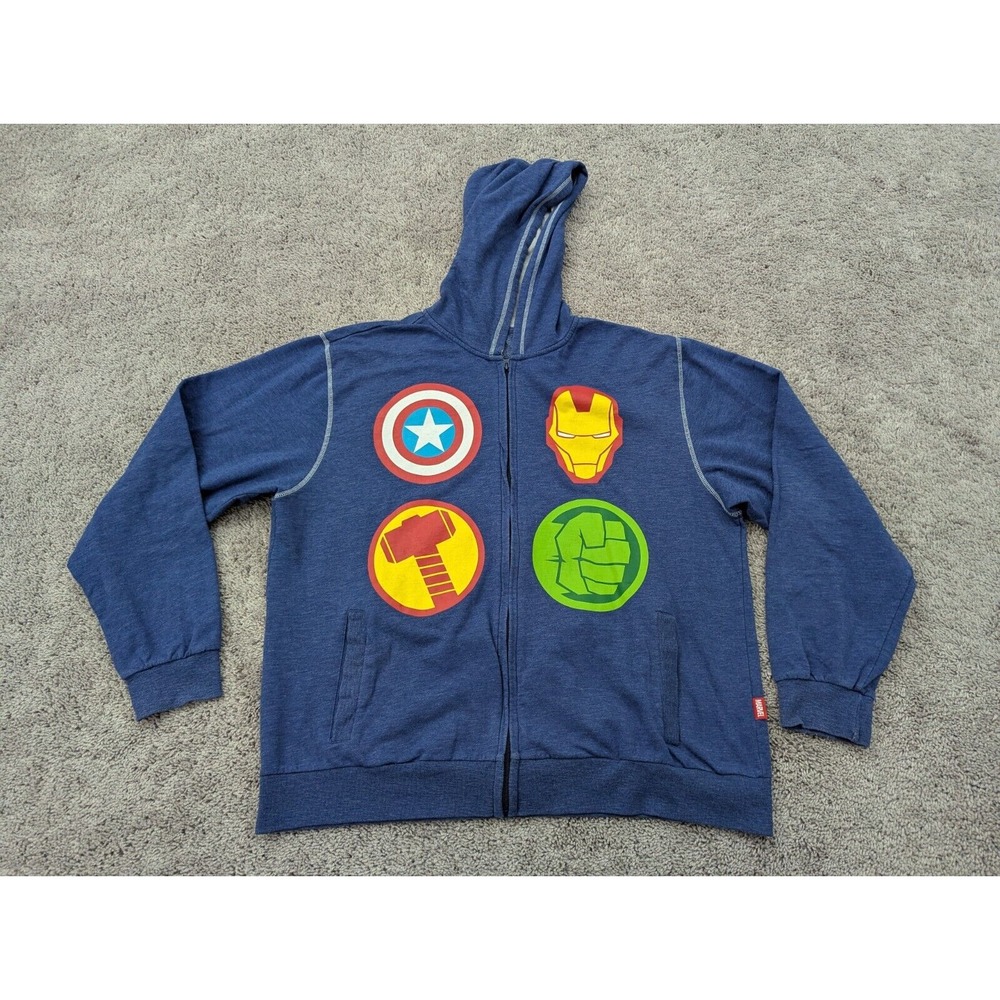 Marvel‎ Avengers Hoodie Mens Extra Large Disney Store Blue Full Zip Up